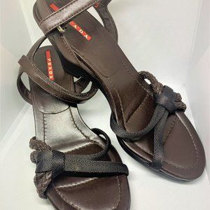 Prada Brown Wedge Sandals - Size 5